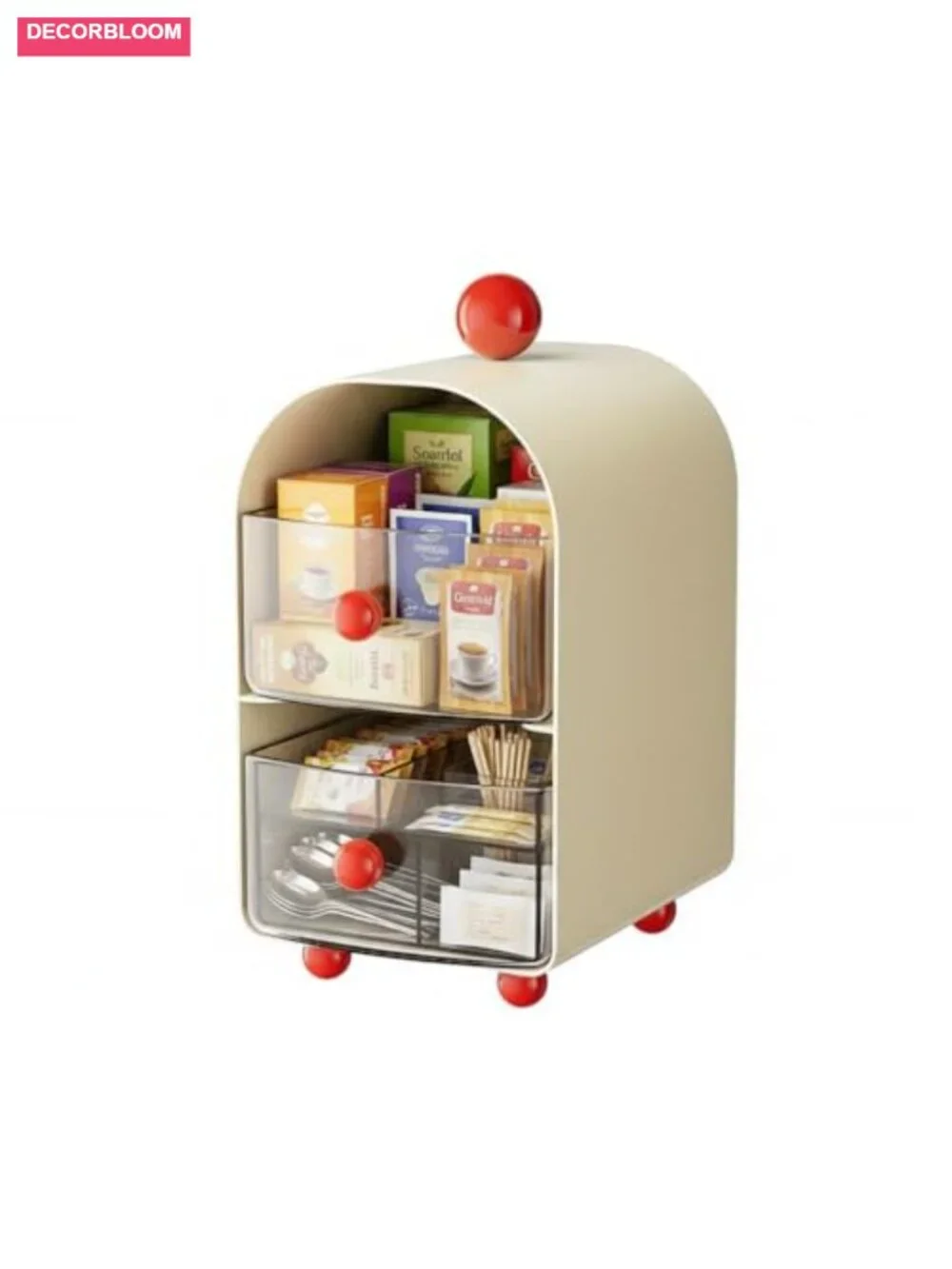 Acrylic Double-Layer Tea Bag Storage Box with Drawers, Kitchen Pantry Organizer
